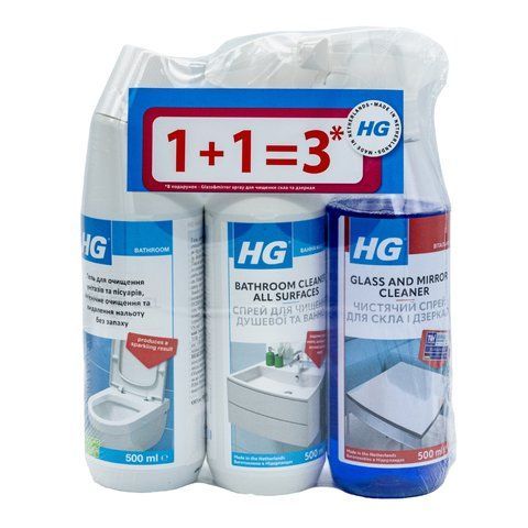 Набор 2+1 (Очиститель для душевой и ванной + Гель для очистки унитазов + Спрей для стекла и зеркал) 147321 фото